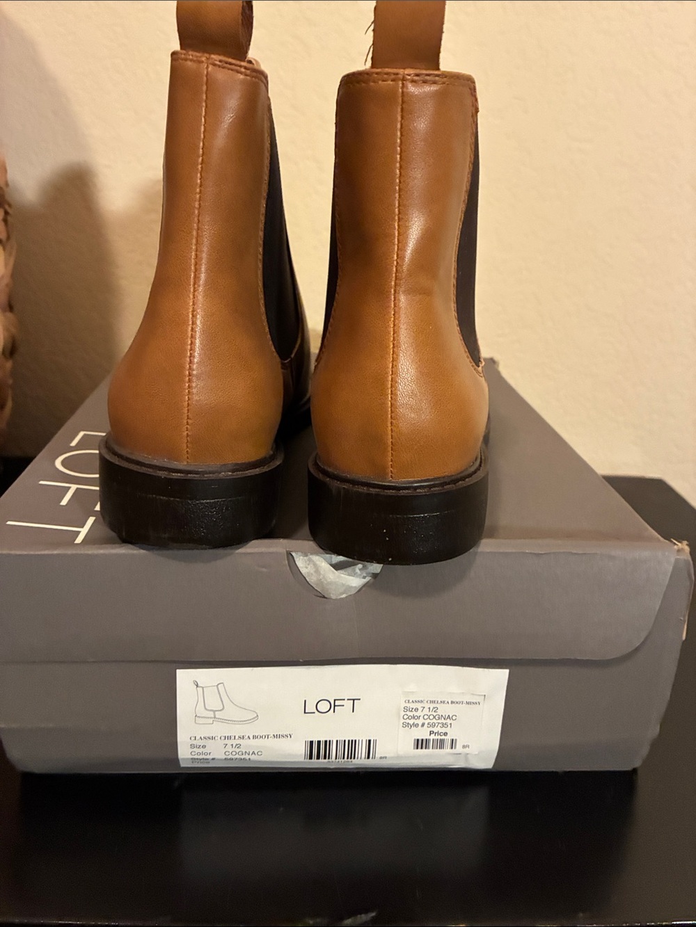 LOFT Tan Chelsea Booties with Dark Elastic Panels - Picture 6 of 6